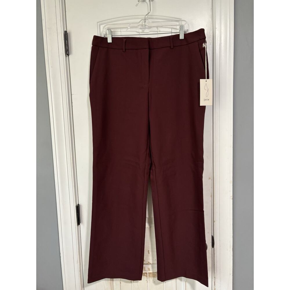 J Joie Pull On Trouser Pants Women’s Sz 14 High Rise Stretch Slim Ankle Burgundy